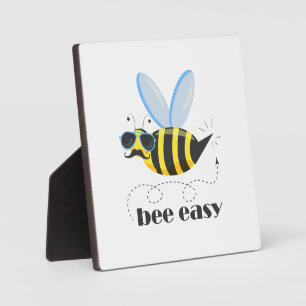 Bee character with moustache sunglasses Bee Easy Plaque