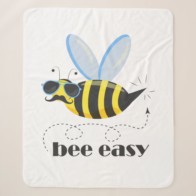Bee character with moustache sunglasses Bee Easy Sherpa Blanket (Front)