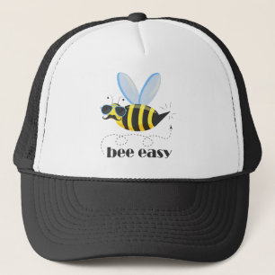 Bee character with moustache sunglasses Bee Easy Trucker Hat