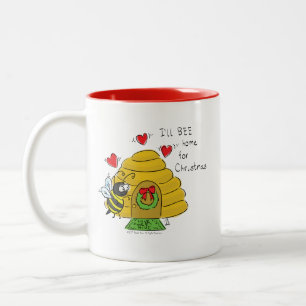 Bee Christmas Cartoon Two-Tone Coffee Mug