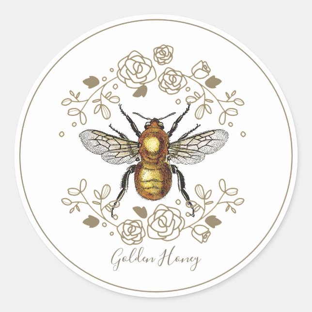 Bee Classic Round Sticker (Front)