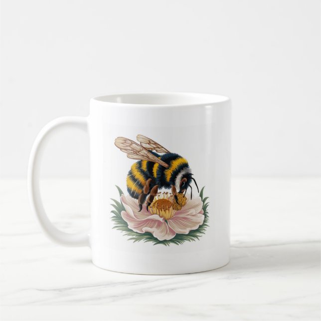 Bee Collecting Pollen Coffee Mug (Left)