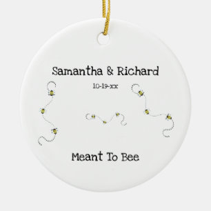 Bee Cool Customizable Text Meant To Bee Ceramic Ornament