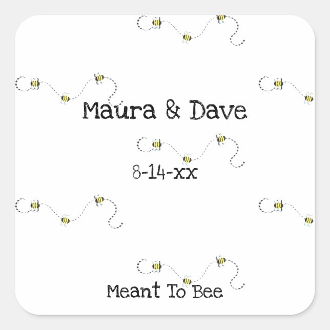 Bee Cool Customizable Text Meant To Bee Square Sticker (Front)