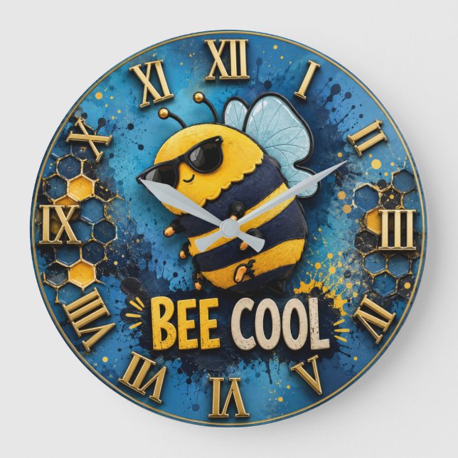 Bee Cool Funny Bee  Large Clock (Front)