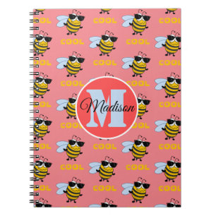 Bee Cool Funny Bee Pattern Personalized Notebook