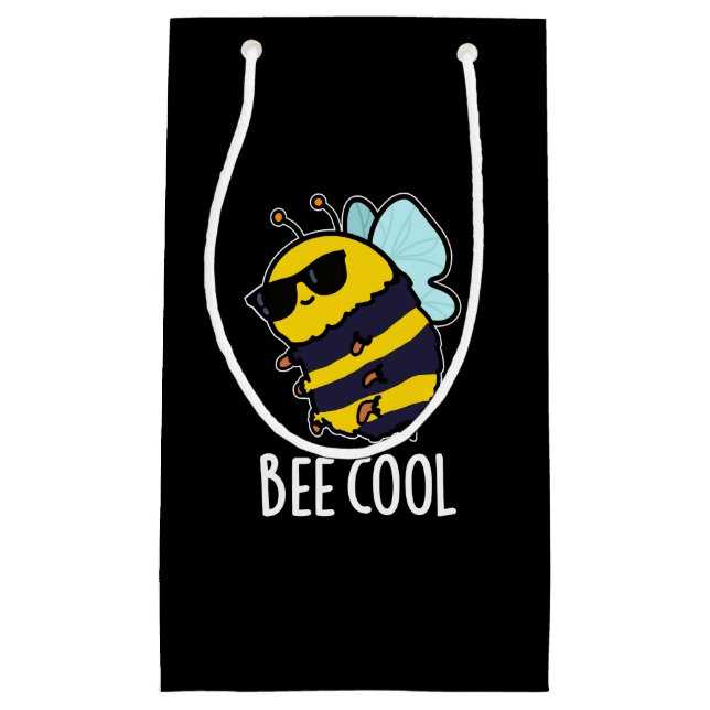 Bee Cool Funny Insect Bee Pun Dark BG Small Gift Bag (Front)