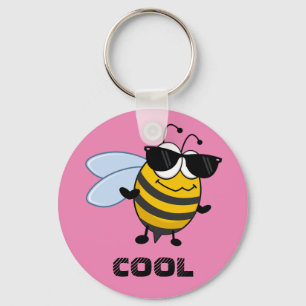 Bee Cool   Funny Trendy Bee Customizable Keychain
