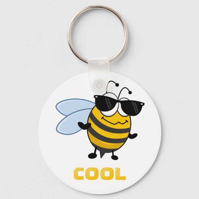 Bee Cool | Funny Trendy Bee Customizable Keychain (Front)