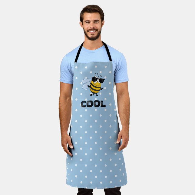 Bee Cool | Funny Trendy Bee Polka Dot Personalized Apron (Worn)
