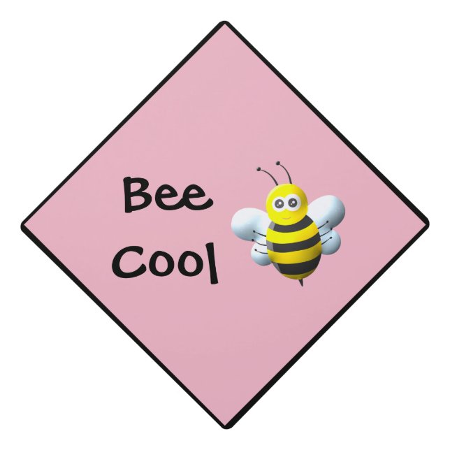 Bee Cool Graduate with Custom Text Graduation Cap Topper (Front)