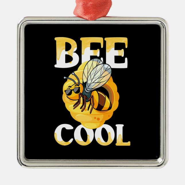 Bee Cool Metal Ornament (Front)