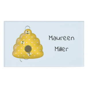 Bee Cool with Bee Hive Rectangular Name Tag