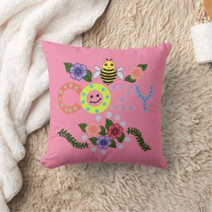 Bee Cozy Cute Floral Bee Pun Cottagecore Spring Throw Pillow