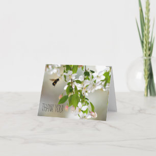 Bee Crabapple Blossom Flower Floral Thank You Note Card
