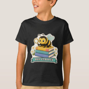 Bee Curious Fuzzy Bee with Magnifying Glass T-Shirt