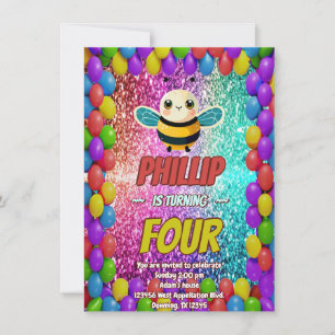 Bee custom character birthday invite