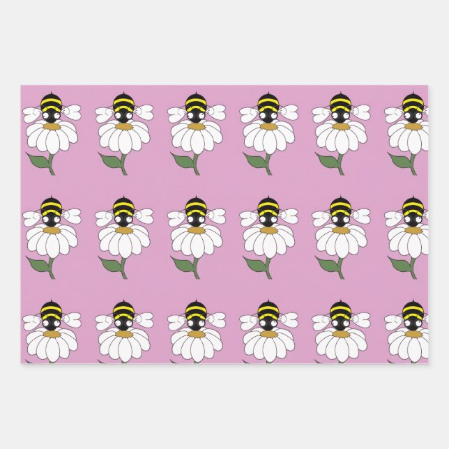 Bee Daisy Wrapping Paper (Set of 3) (Front)