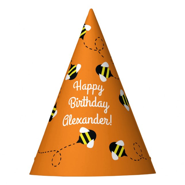 Bee Day 1st Birthday Party Hats (Front)