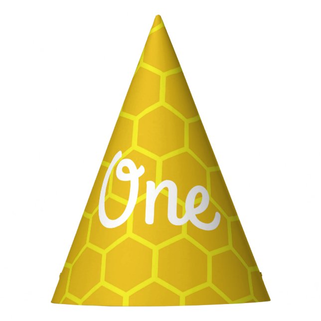 Bee Day 1st Birthday Party Hats (Front)