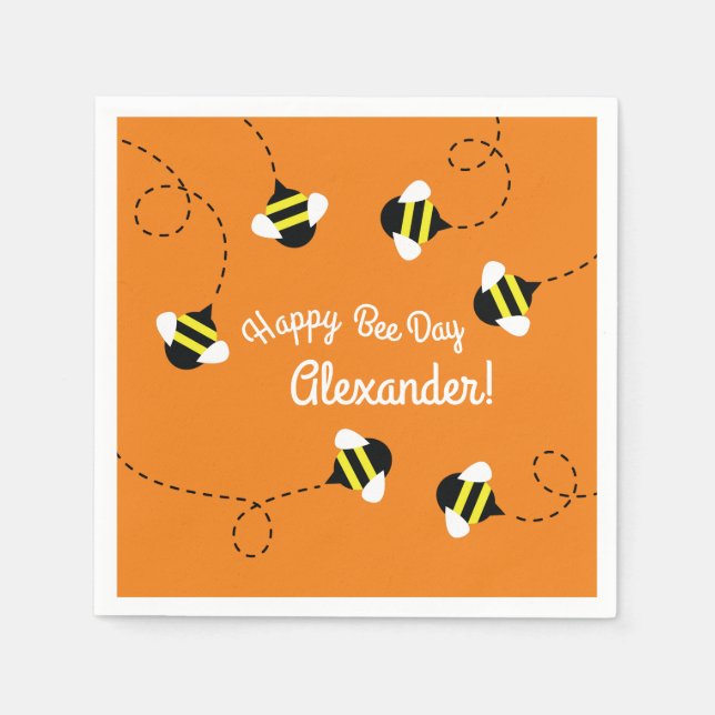 Bee Day 1st Birthday Party Napkins (Front)