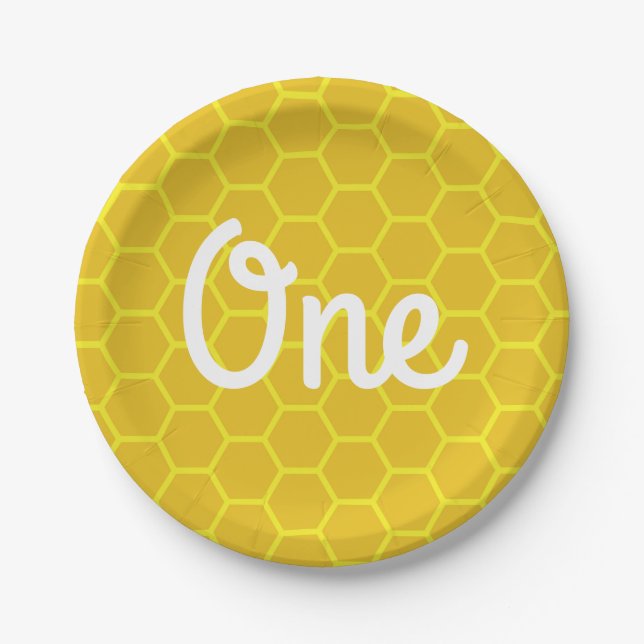 Bee Day 1st Birthday Plates (Front)