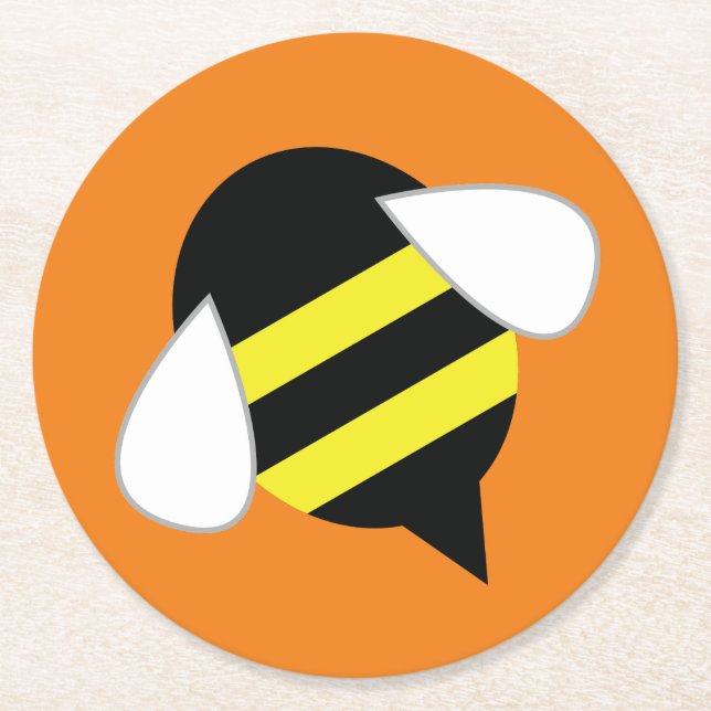 Bee Day Birthday Party Round Paper Coaster (Front)
