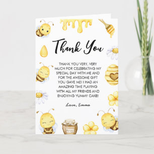 Bee Day Birthday Thank You Card