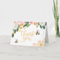 Bee Day bumblebee Birthday pink floral thank you