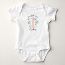 Bee-Day Girl Shirt/Bodysuit with Pink and Daisies