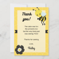 Bee-day Party Birthday Thank You Card