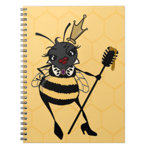 BEE DE LA REINE CUTE AVEC CARNET SPIRAL HONEYCOMB