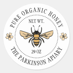 Bee de miel floral blanc Illustration Étiquettes d