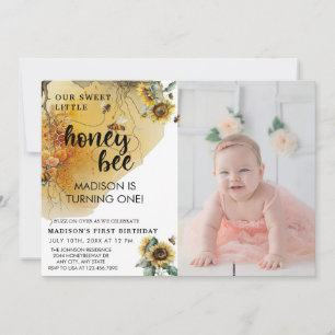 Bee de tournesol   Photo Invitation Anniversaire