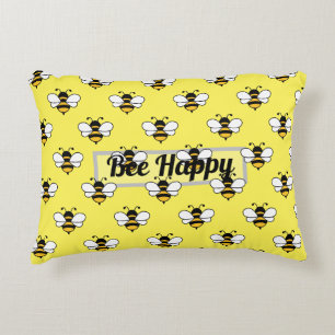 Bee design all over print editable text accent pillow