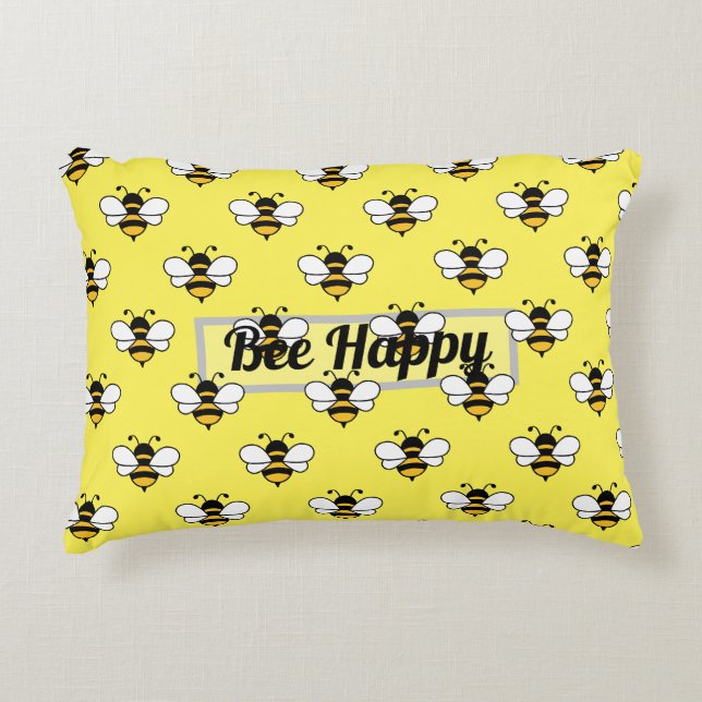 Bee design all over print editable text  accent pillow (Front)