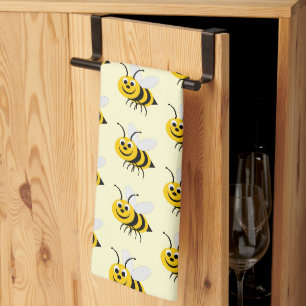 Bee Design Any Colour Background Kitchen Towel