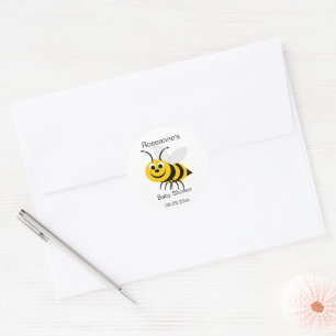 Bee Design Baby Shower Classic Round Sticker