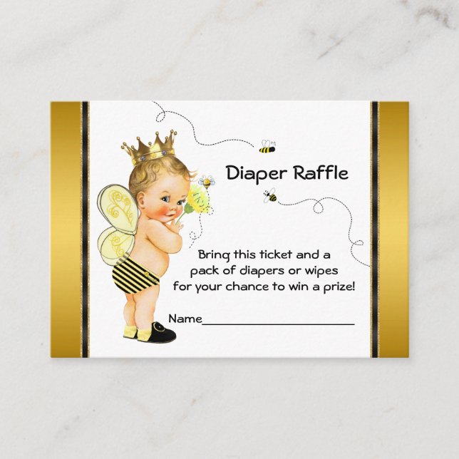 Bee Diaper Raffle Ticket Enclosure Card (Front)