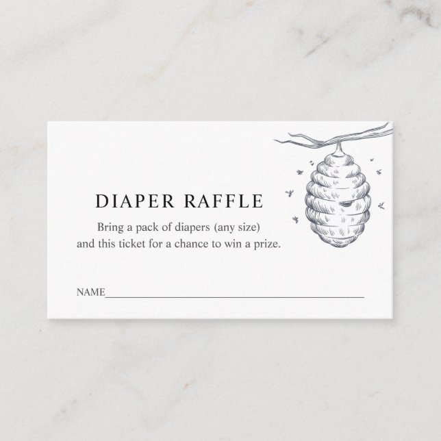 Bee Diaper Raffle Ticket for Baby Shower Enclosure Card (Front)