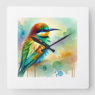 Bee Eater Bird 250924AREF138 - Watercolor Square Wall Clock