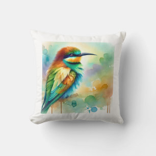 Bee Eater Bird 250924AREF138 - Watercolor Throw Pillow