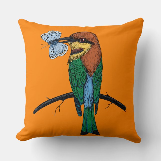 Bee eater throw pillow (Front)