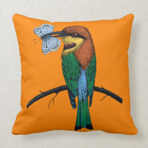Bee eater throw pillow