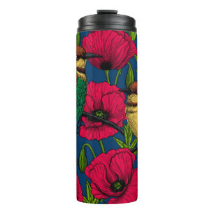 Bee eaters and poppies thermal tumbler