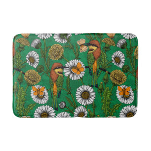 Bee eaters on a spring meadow bath mat