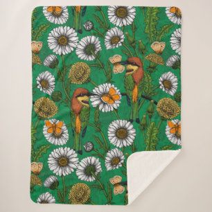 Bee eaters on a spring meadow sherpa blanket