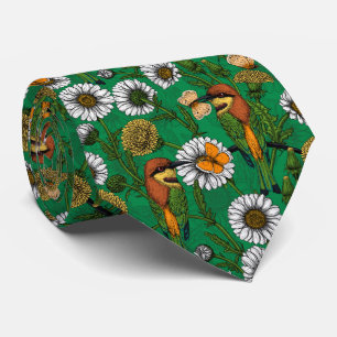 Bee eaters on a spring meadow tie