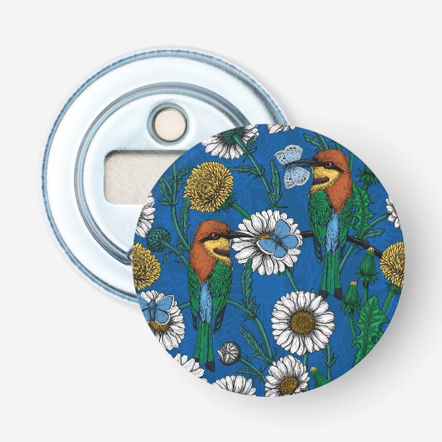 Bee eaters on blue bottle opener (Front)