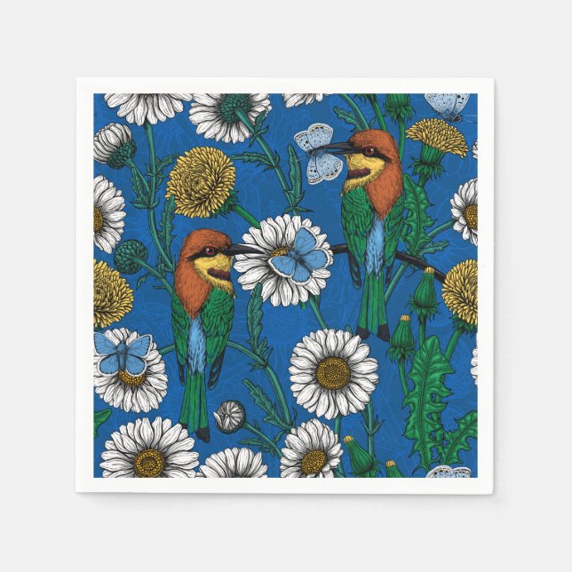 Bee eaters on blue napkin (Front)